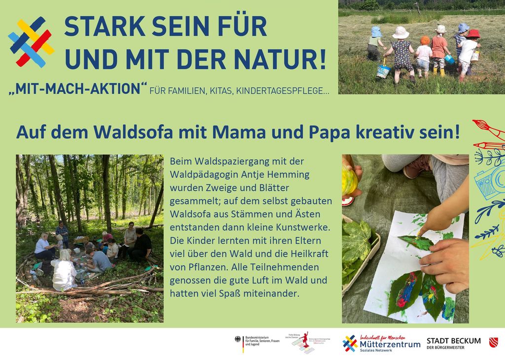Auf dem Waldsofa mit Mama und Papa kreativ sein!